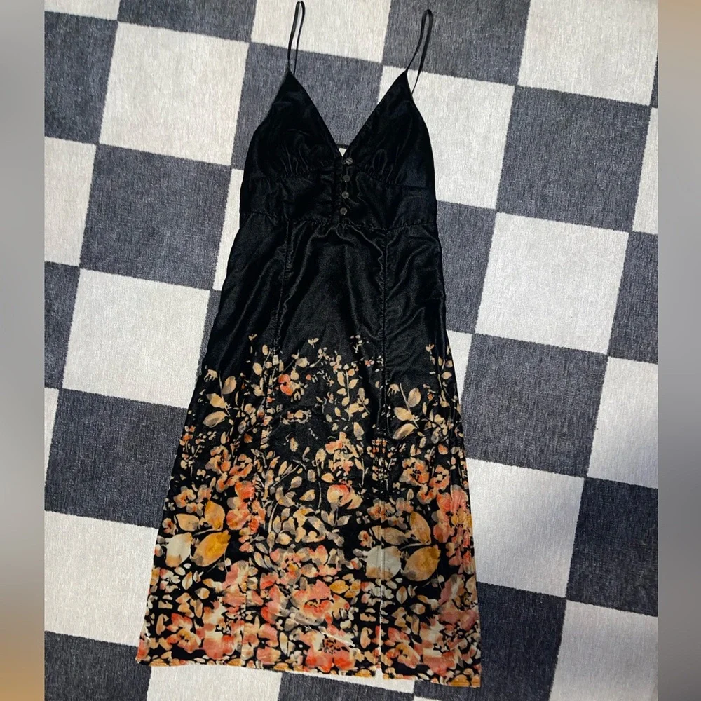 Floral midi dress -velvet - Picture 1 of 3